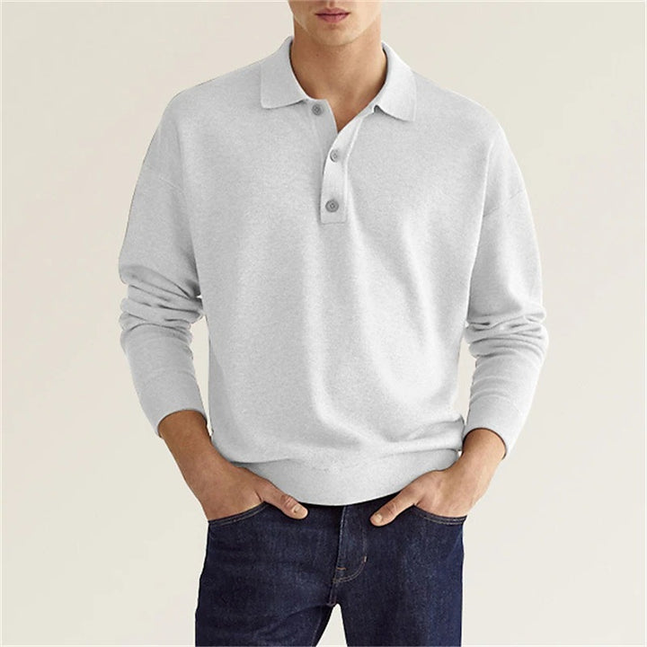 Herren Langarm-Polohemd mit modischer Knopfleiste und hochwertigem Stoff Echoarchiv