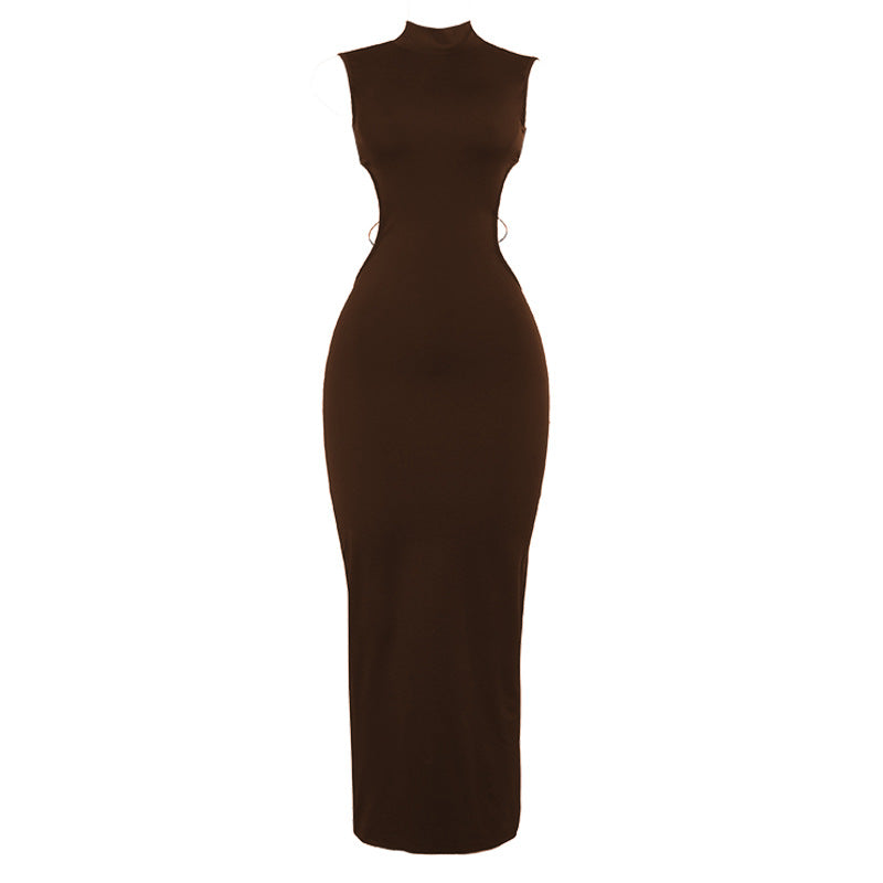 Damen Figurbetontes Maxikleid mit hohem Kragen und seitlichen Cut-Outs Echo Archiv