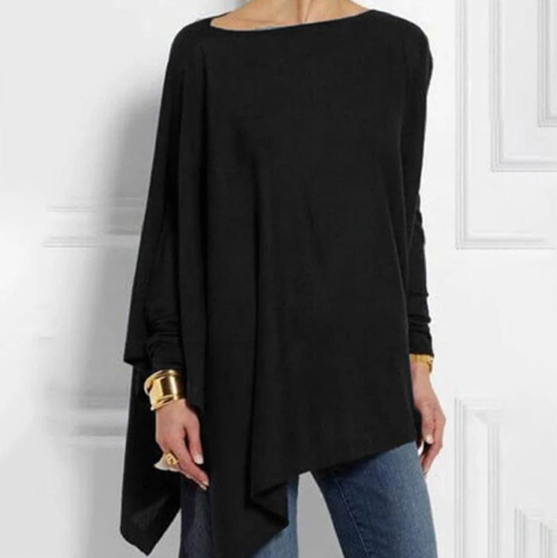 Damen nan drapierte Oversize-Tunika mit schrägem Zipfelsaum und weiten Fledermausärmeln Echo Archiv