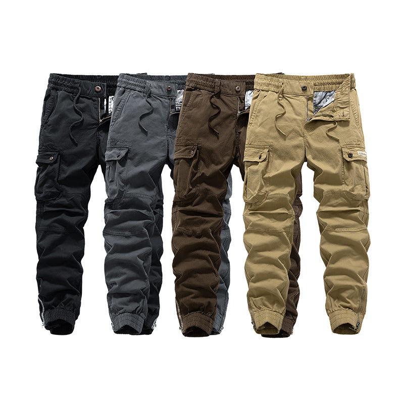 Herren Tactical-Canvas-Cargohose im Joggerstil mit elastischem Tunnelzugbund, Knieabnähern und Multifunktions-Pattentaschen Echo Archiv