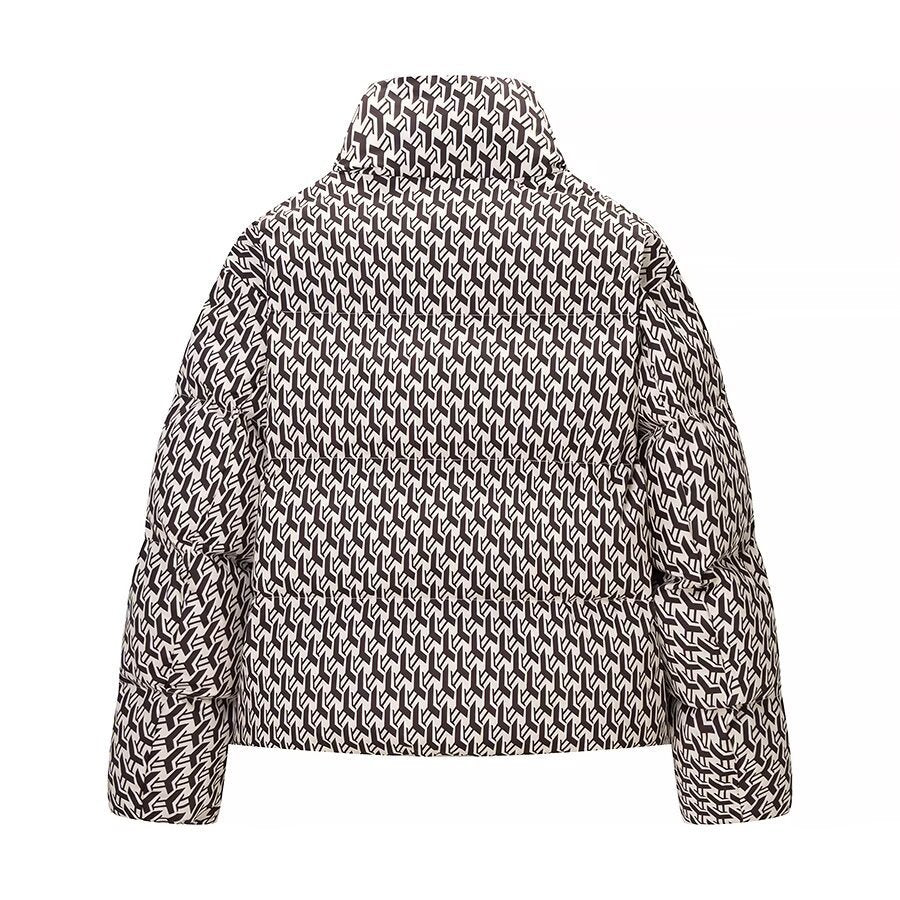 Damen Steppjacke mit hohem Kragen und grafischem Jacquardmuster Echo Archiv