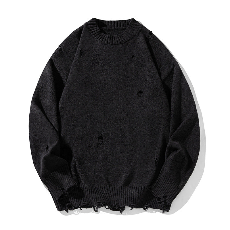 Unisex Oversize Strickpullover im Destroyed‑Look mit Rundhalsausschnitt, Grobstrick und geripptem Saum Echo Archiv