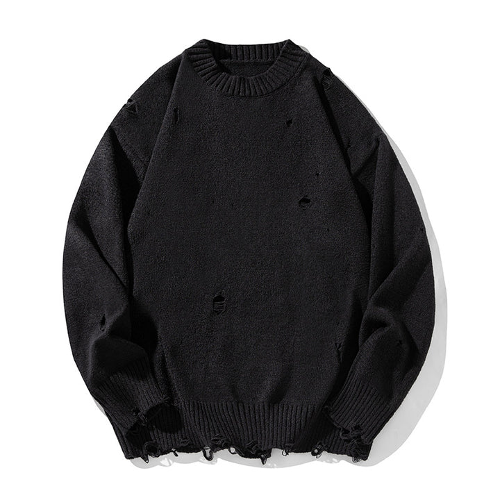 Unisex Oversize Strickpullover im Destroyed‑Look mit Rundhalsausschnitt, Grobstrick und geripptem Saum Echo Archiv