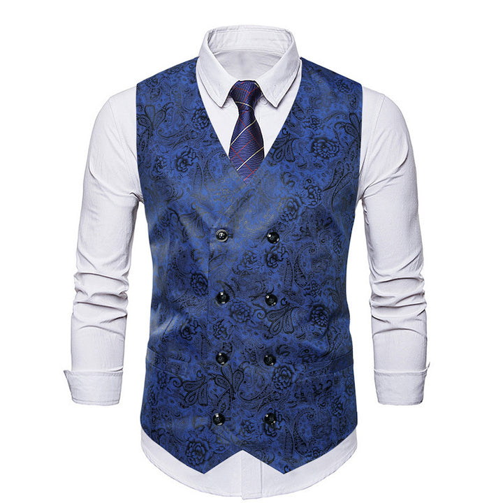 Herren elegante Weste mit floralem Muster und doppelter Knopfreihe Echoarchiv