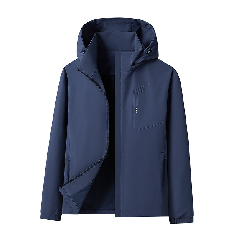 Herren Wasserabweisende Softshell-Jacke mit Kapuze nahtminimaler Optik & Brusttasche Echoarchiv