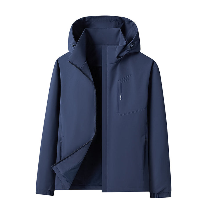 Herren Wasserabweisende Softshell-Jacke mit Kapuze nahtminimaler Optik & Brusttasche Echoarchiv