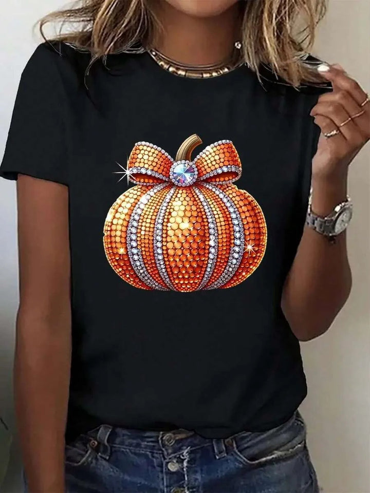 Damen T-Shirt mit stylischem Kürbis-Motiv und aufregendem Animal-Print Echo Archiv