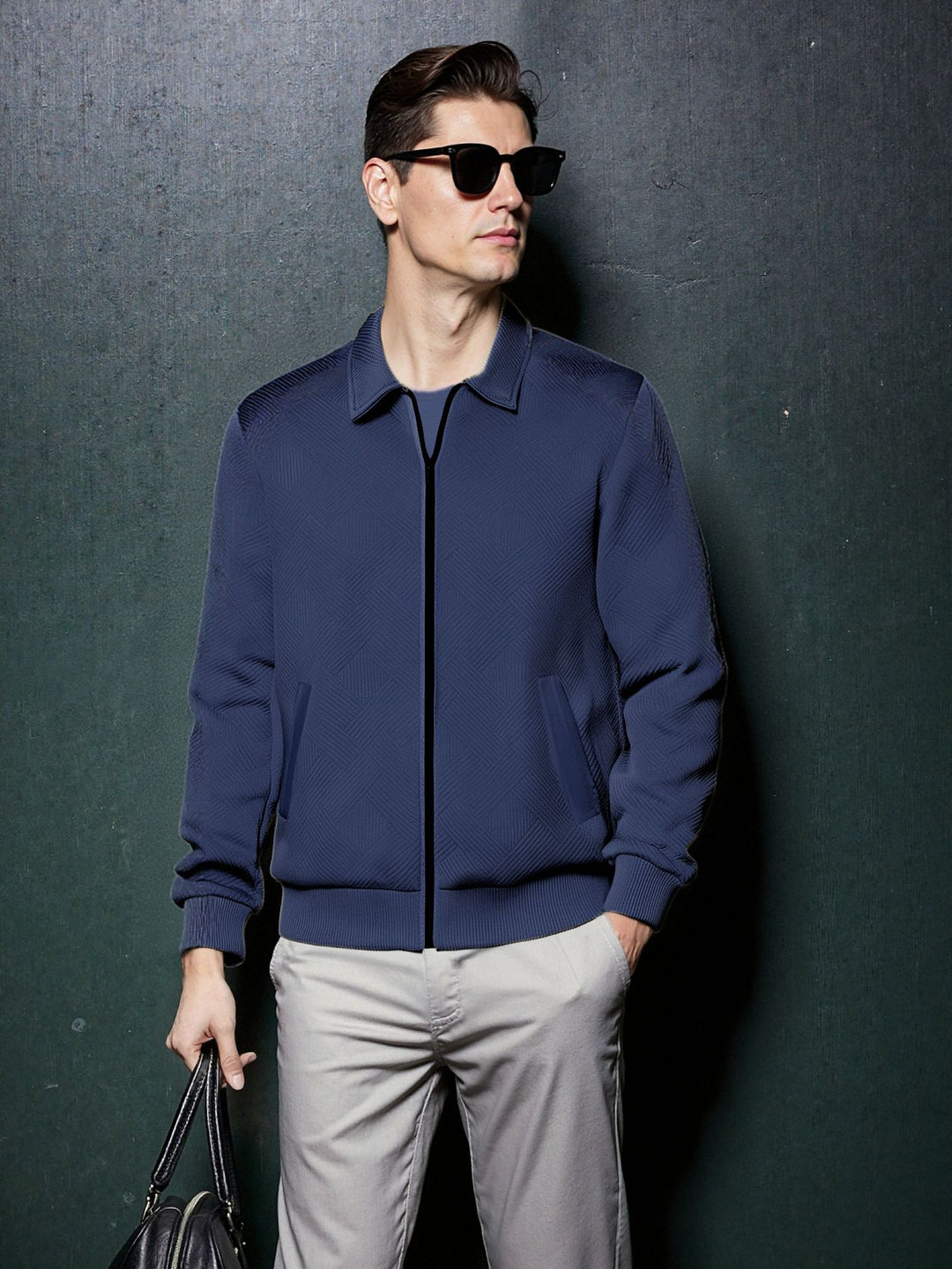 Herren sportliche Jacke mit strukturiertem Design und modernem Kragen Echoarchiv