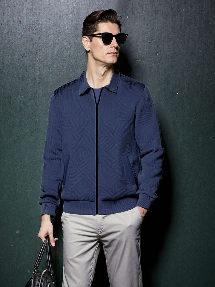 Herren sportliche Jacke mit strukturiertem Design und modernem Kragen Echoarchiv