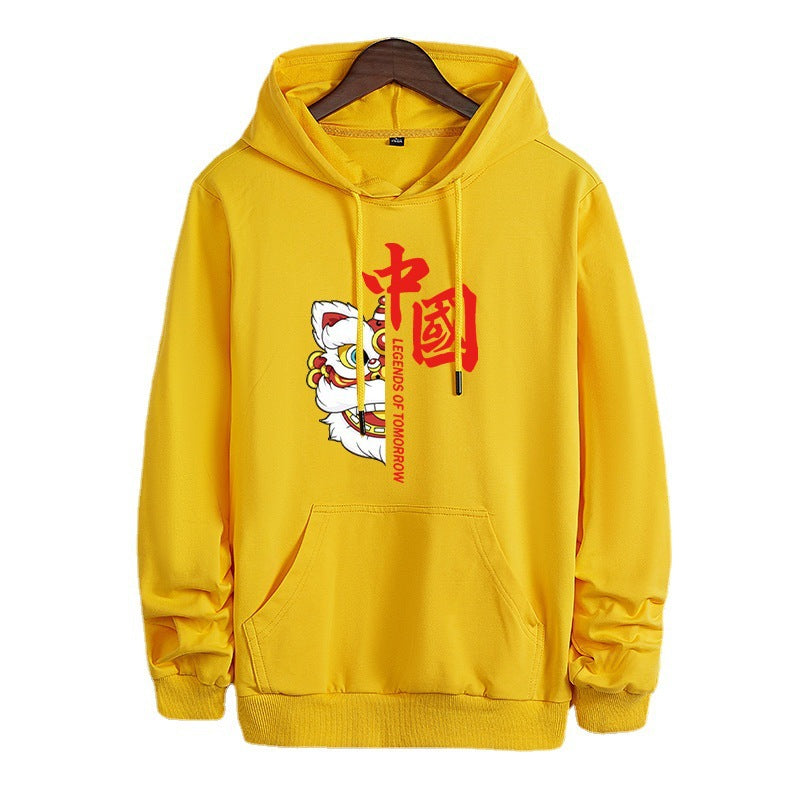 Unisex Kapuzenpullover mit asiatischem Löwenmotiv und Kängurutasche Echo Archiv