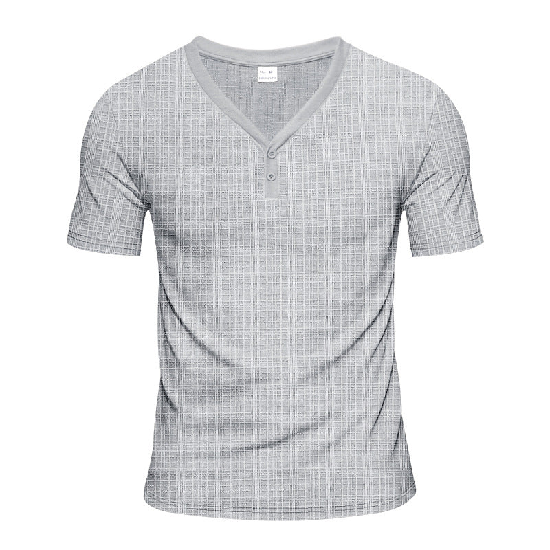 Herren Kurzarm Henley-Shirt mit strukturiertem Design und praktischen Knopfdetails Echoarchiv