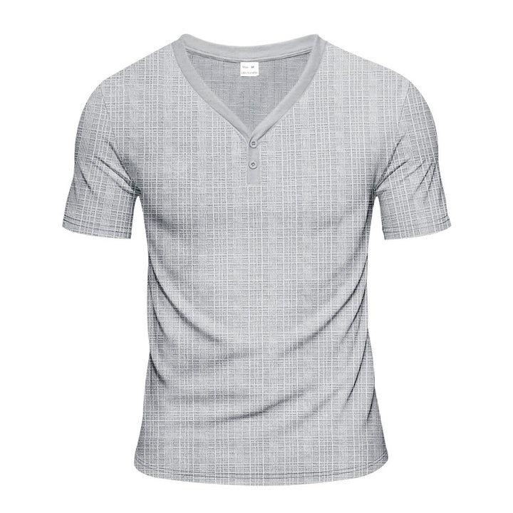 Herren Kurzarm Henley-Shirt mit strukturiertem Design und praktischen Knopfdetails Echoarchiv