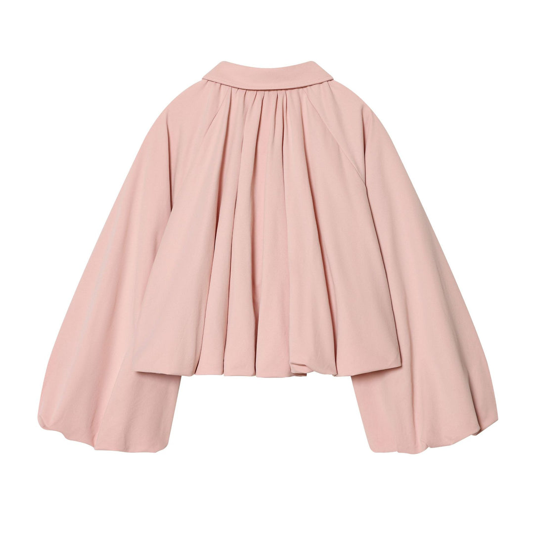 Damen taillierte Cape-Jacke mit geraffter Vorderpartie, Reißverschluss und ballonförmigen Ärmeln – Célinea