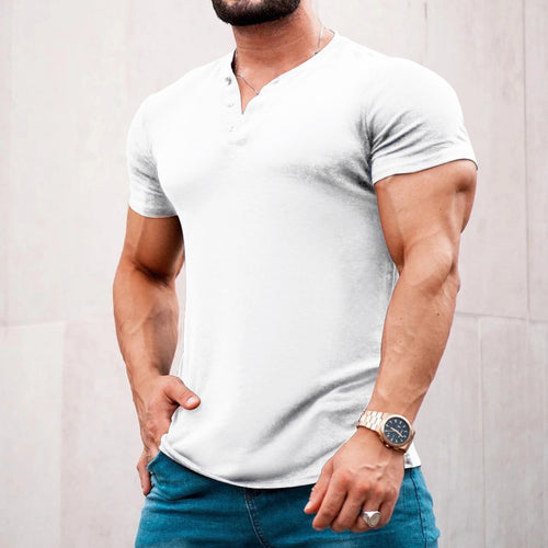 Herren modisches Kurzarmshirt mit klassischem Knopfleisten-Design Echoarchiv
