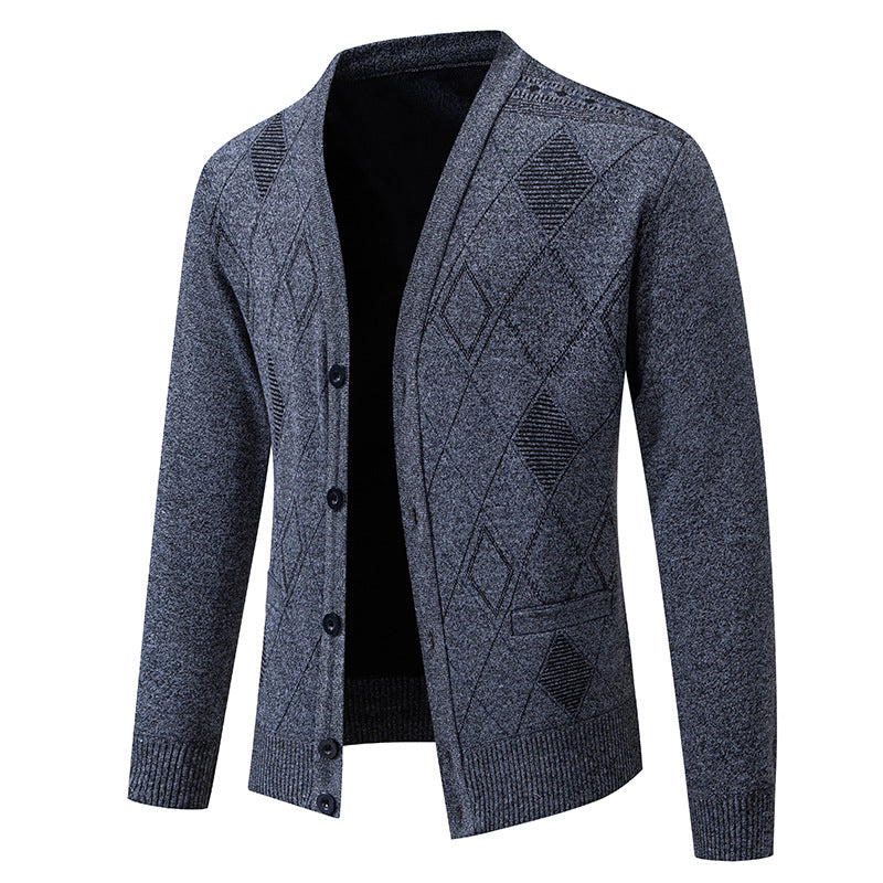 Herren stylische Strickjacke mit V-Ausschnitt und strukturiertem Muster Echoarchiv