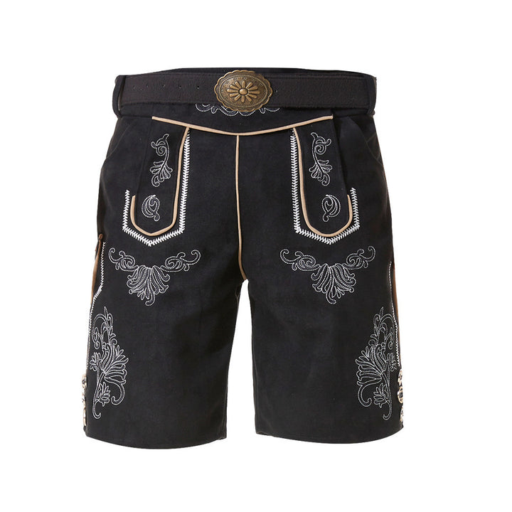 Herren nan kurze Trachtenlederhose mit filigranen Stickereien und Zierschnalle Echo Archiv