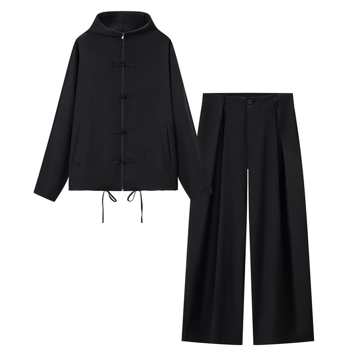 Damen leichte Boxy-Jacke mit Stehkragen, Zipper-Front, Kordelzug und dekorativen Knotenverschlüssen Echo Archiv