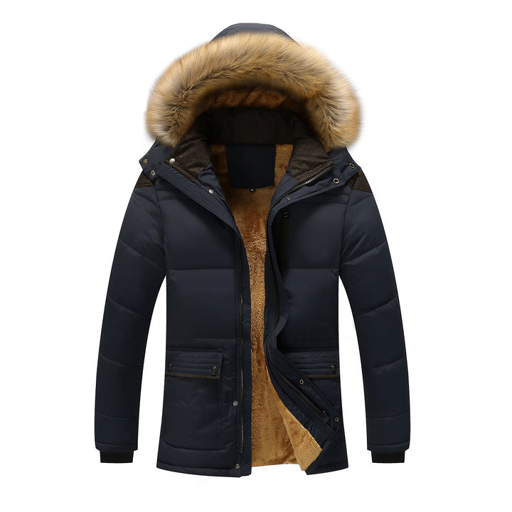 Herren Lang geschnittener Thermo-Parka mit Teddy-Innenfutter und abnehmbarem Kunstfellbesatz Echoarchiv
