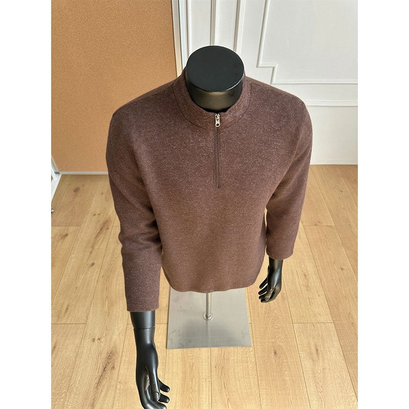 Herren Halbzip-Strickpullover mit Stehkragen und melierter Struktur Echo Archiv