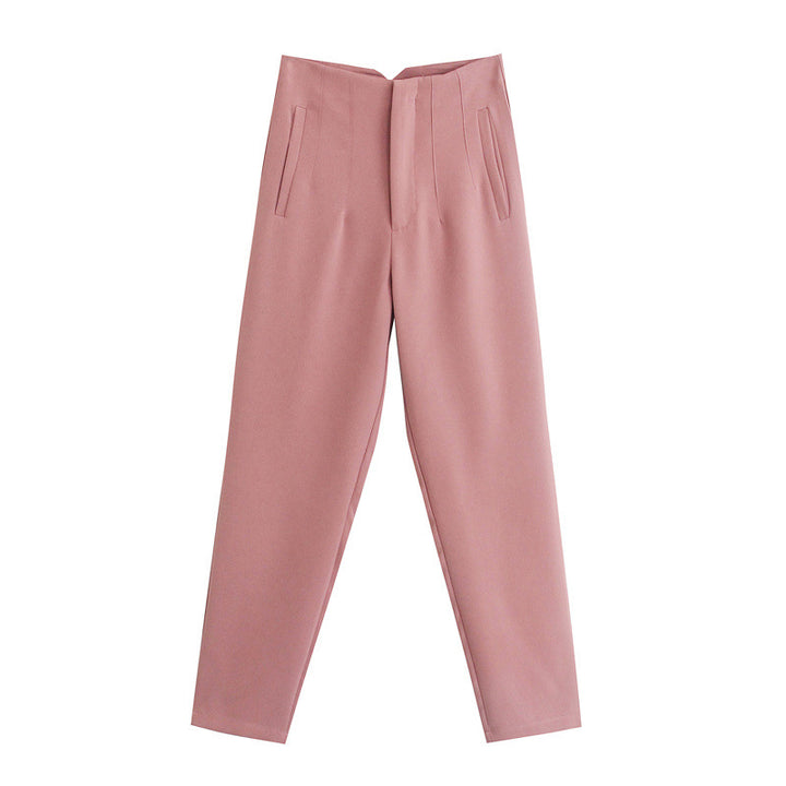 Damen Hochtaillierte tapered Anzughose mit Bügelfalte und Paspeltaschen Echo Archiv