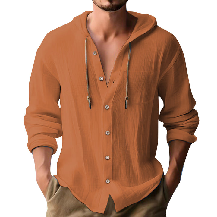 Herren lässiges Kapuzenshirt mit Knopfleiste und praktischen Taschen Echoarchiv