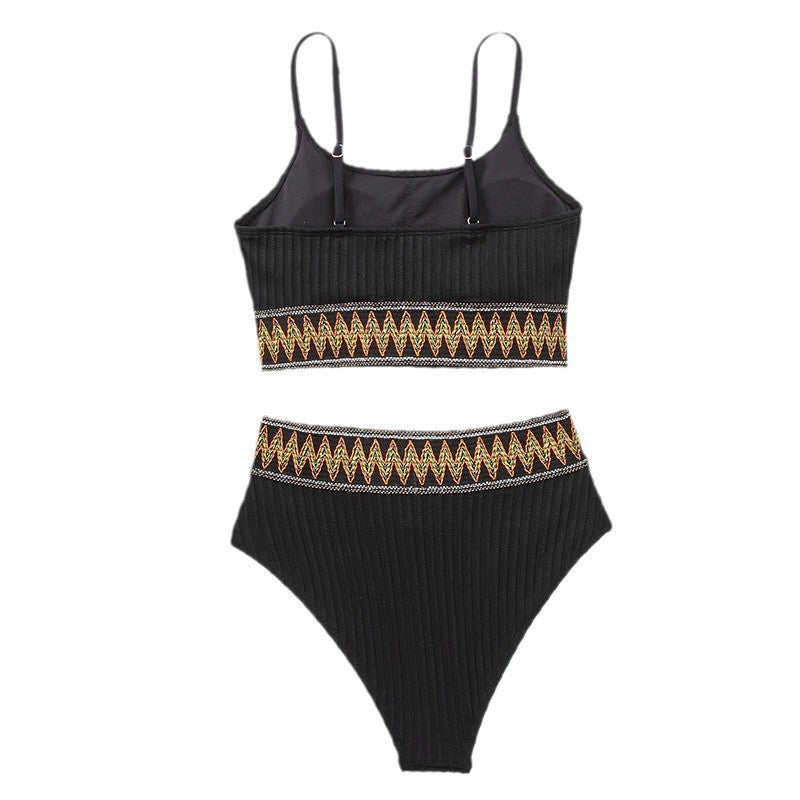 Damen Hochgeschnittener Bikini mit gewelltem Design Echo Archiv