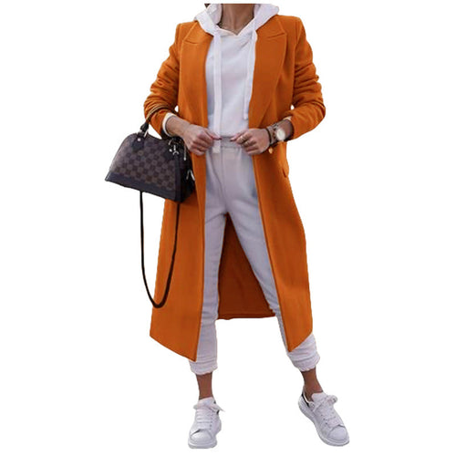 Damen modischer Oversize-Mantel mit elegantem Revers und praktischen Taschen – Célinea