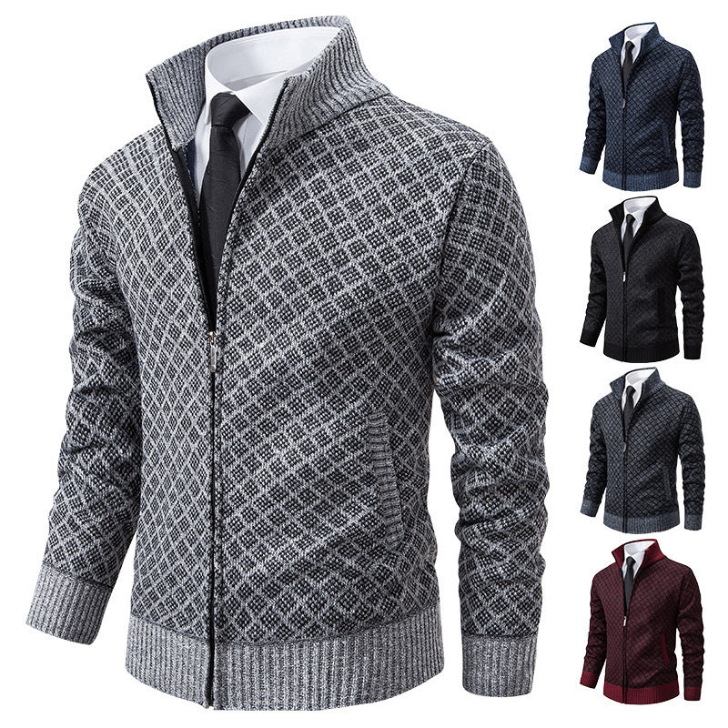 Herren stilvolle Strickjacke mit hochwertigem Zipper – Marzano