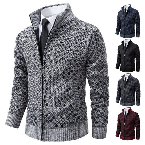Herren stilvolle Strickjacke mit hochwertigem Zipper – Marzano