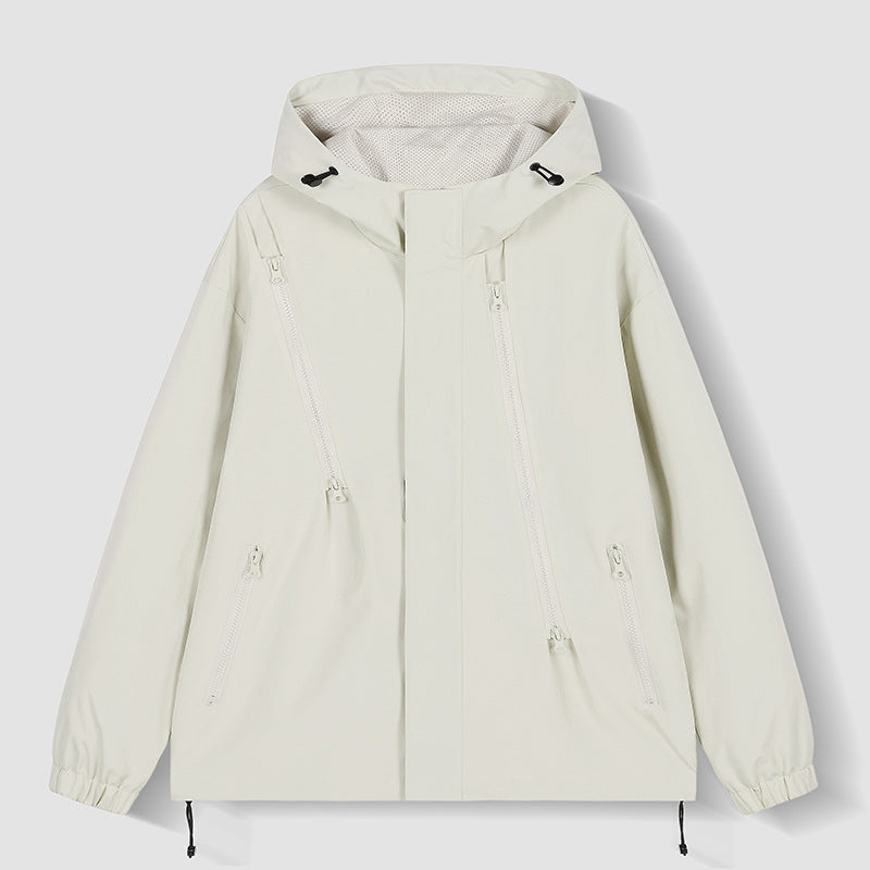 Herren nan technische Kapuzenjacke mit wasserabweisendem Softshell, schrägen Reißverschlusstaschen und verstellbarem Saum Echo Archiv