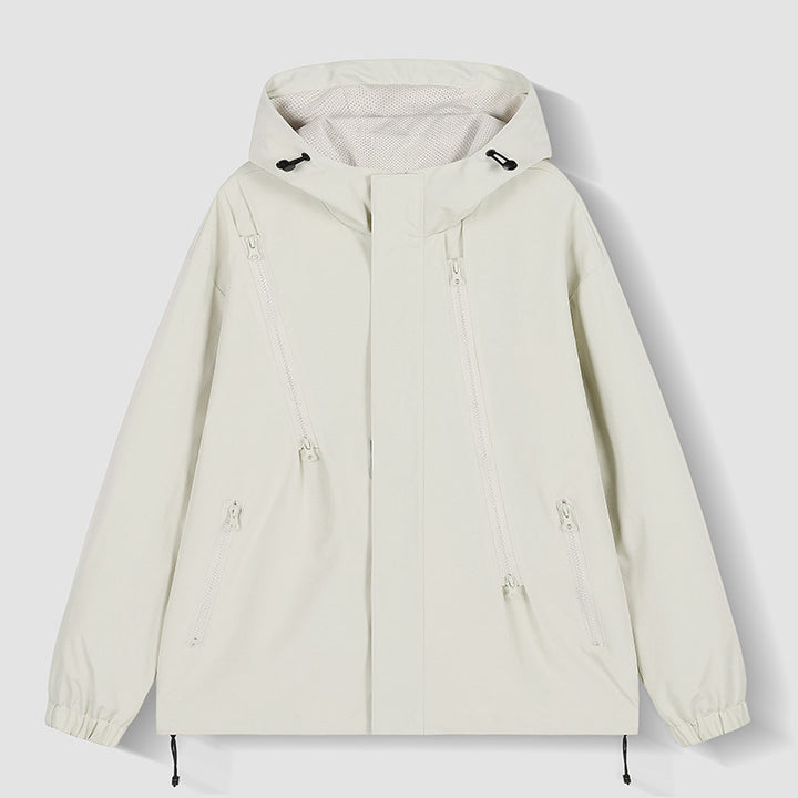 Herren nan technische Kapuzenjacke mit wasserabweisendem Softshell, schrägen Reißverschlusstaschen und verstellbarem Saum Echo Archiv