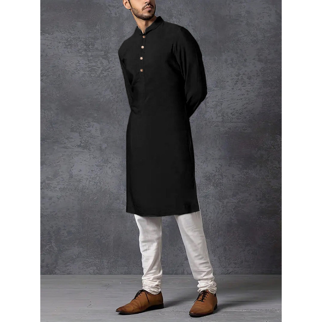 Herren Kurta mit steigendem Kragen und dekorativen Holzknöpfen Echoarchiv
