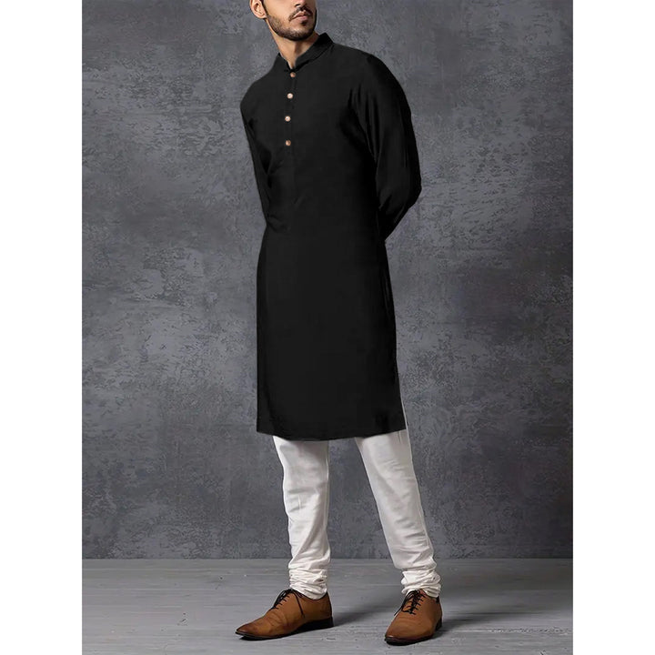 Herren Kurta mit steigendem Kragen und dekorativen Holzknöpfen Echoarchiv