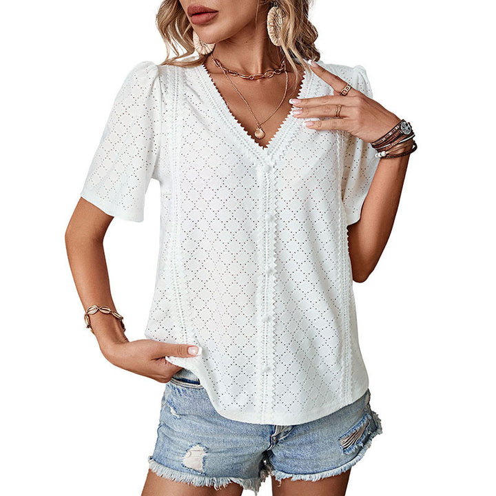 Damen Elegantes Oberteil mit Spitzenapplikation Echo Archiv