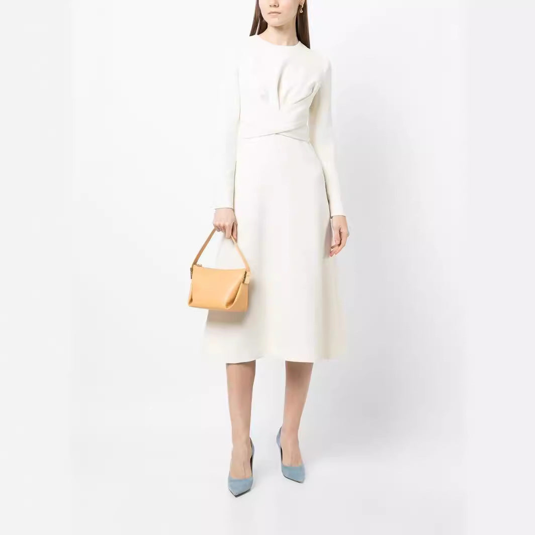 Damen Midikleid mit taillierter Drapierung und A-Linien Rock Echoarchiv