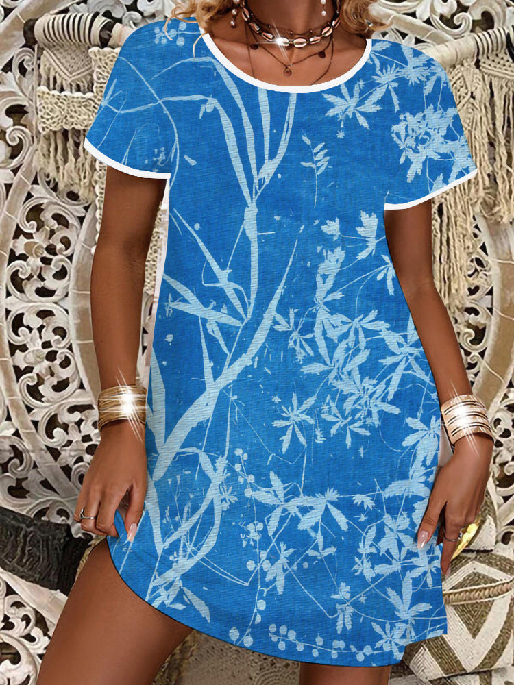 Damen Sommerliches T-Shirt-Kleid mit floralem Print Echo Archiv