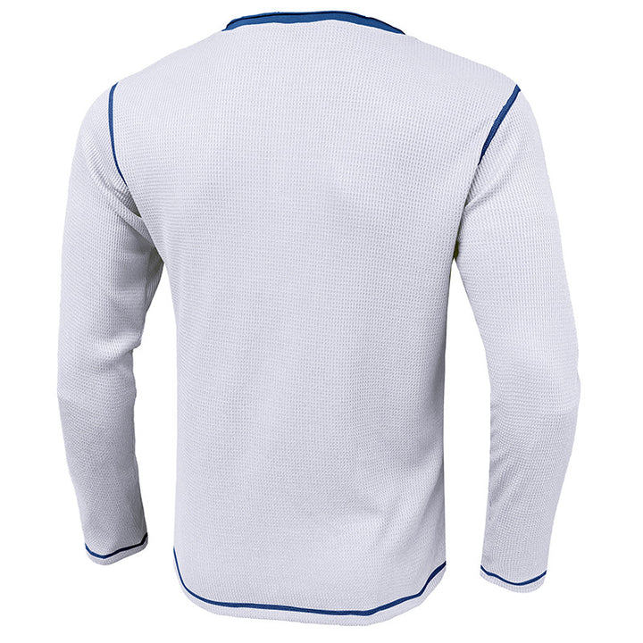 Herren Langarm-Henley-Shirt aus atmungsaktivem Baumwollmix mit stylischem Kontrastkragen Echoarchiv