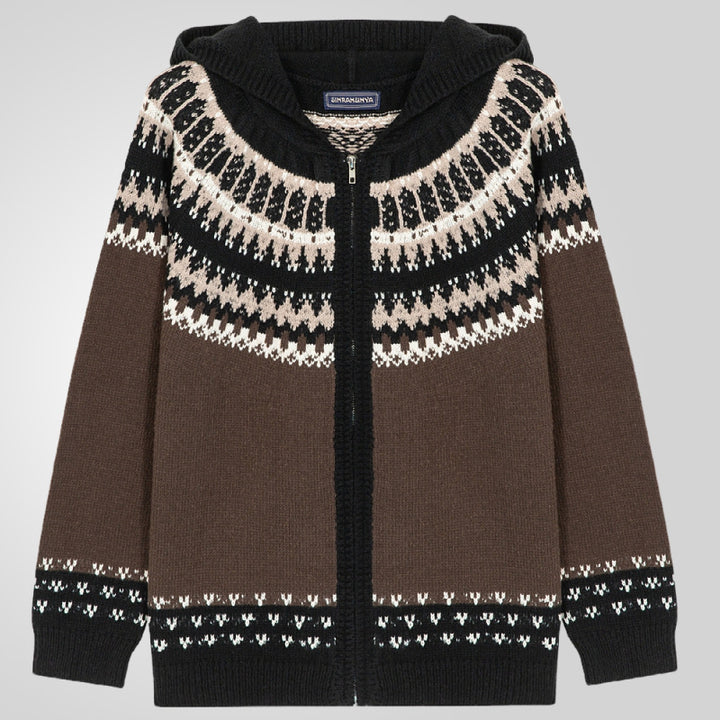 Herren Strickjacke mit traditionellem Norweger-Muster und praktischen Reißverschluss Echoarchiv