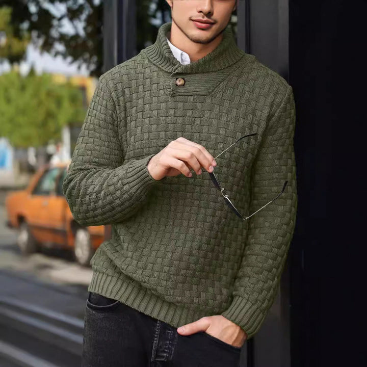 Herren Strickpullover mit Strukturiertem Muster und Modernem Stehkragen Echoarchiv