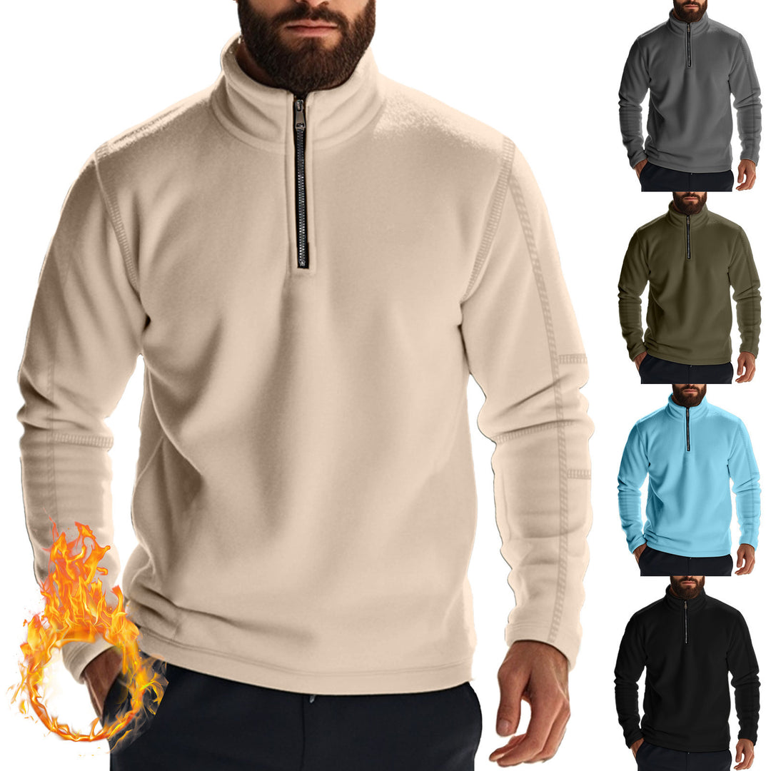 Herren Fleece-Pullover mit halbem Reißverschluss und komfortablem Stehkragen Echoarchiv