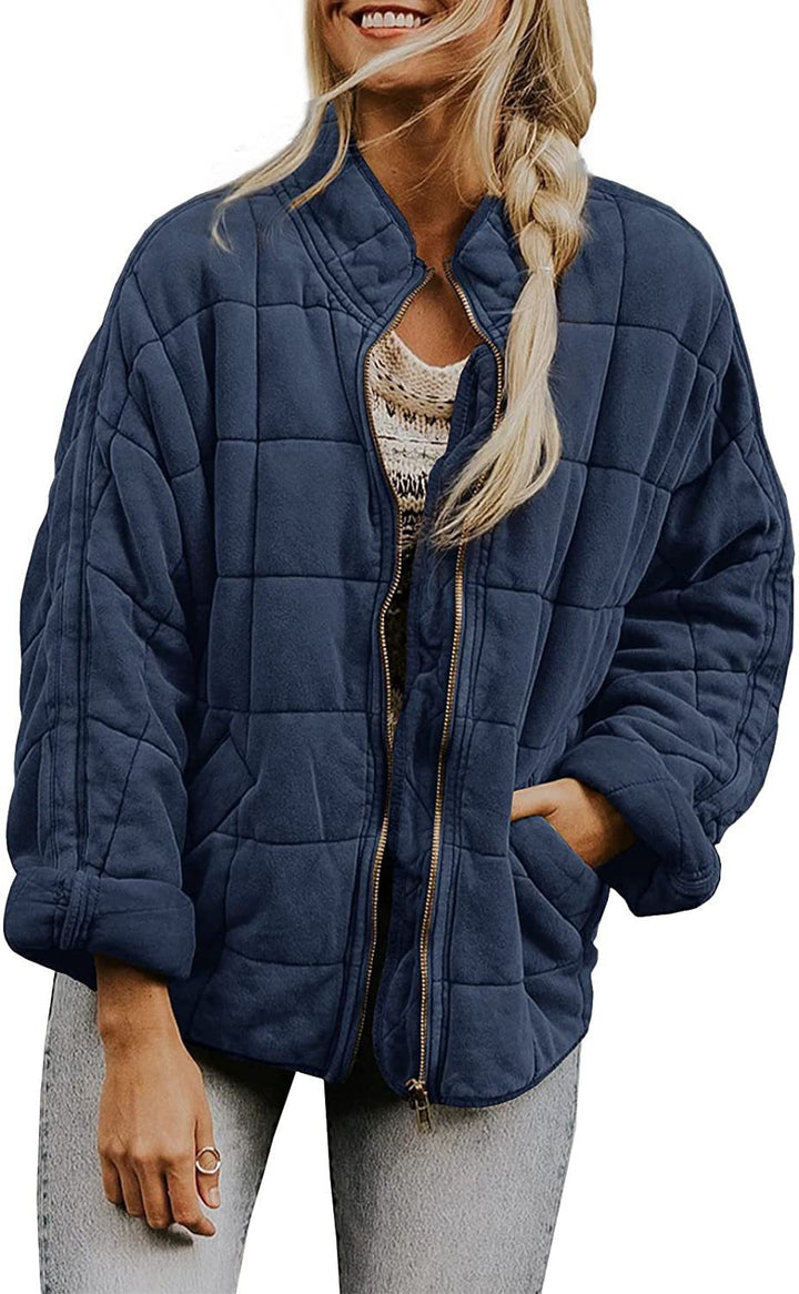 Damen Gepolsterte Oversize-Steppjacke mit Reißverschluss und Eingrifftaschen Echo Archiv