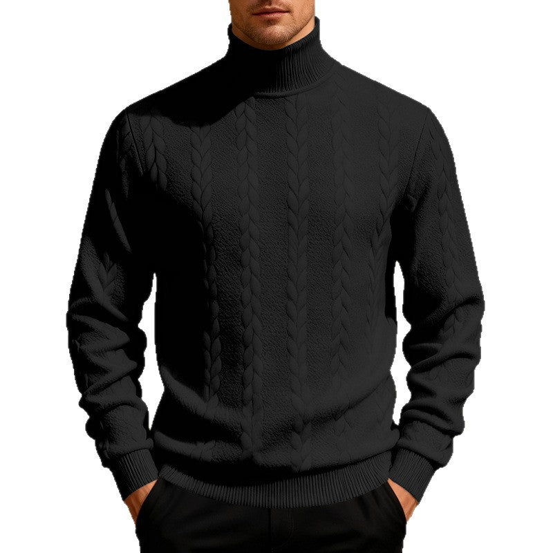Herren Strickpullover mit Stehkragen und Zopfmuster Echoarchiv