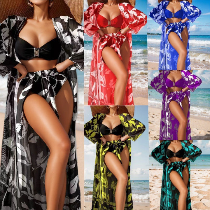 Damen Bikini-Set mit floralem Überrock und stilvollem Bandeau-Oberteil Echo Archiv