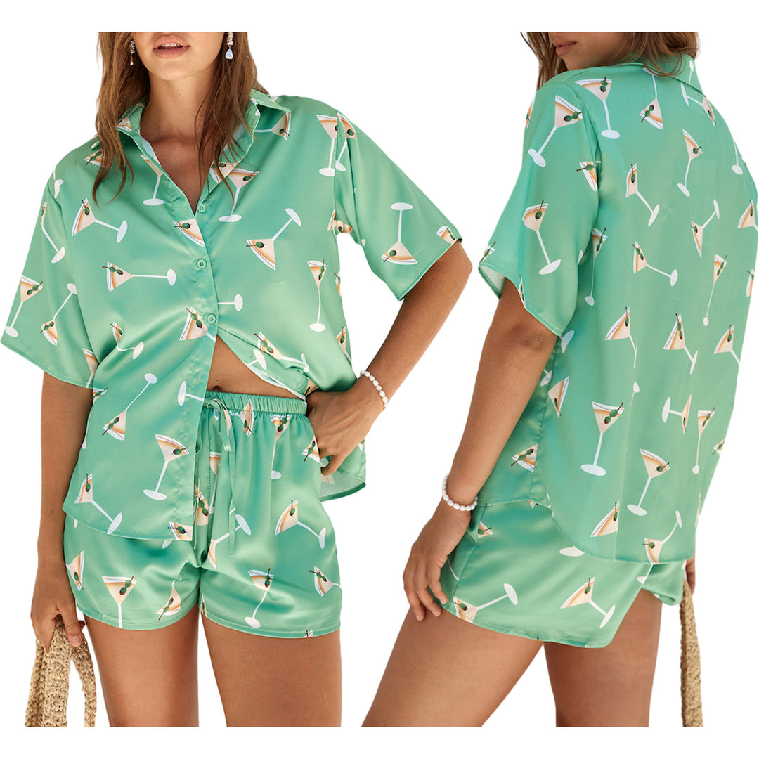 Damen Schlafanzug mit trendy Cocktail-Motiv Echo Archiv