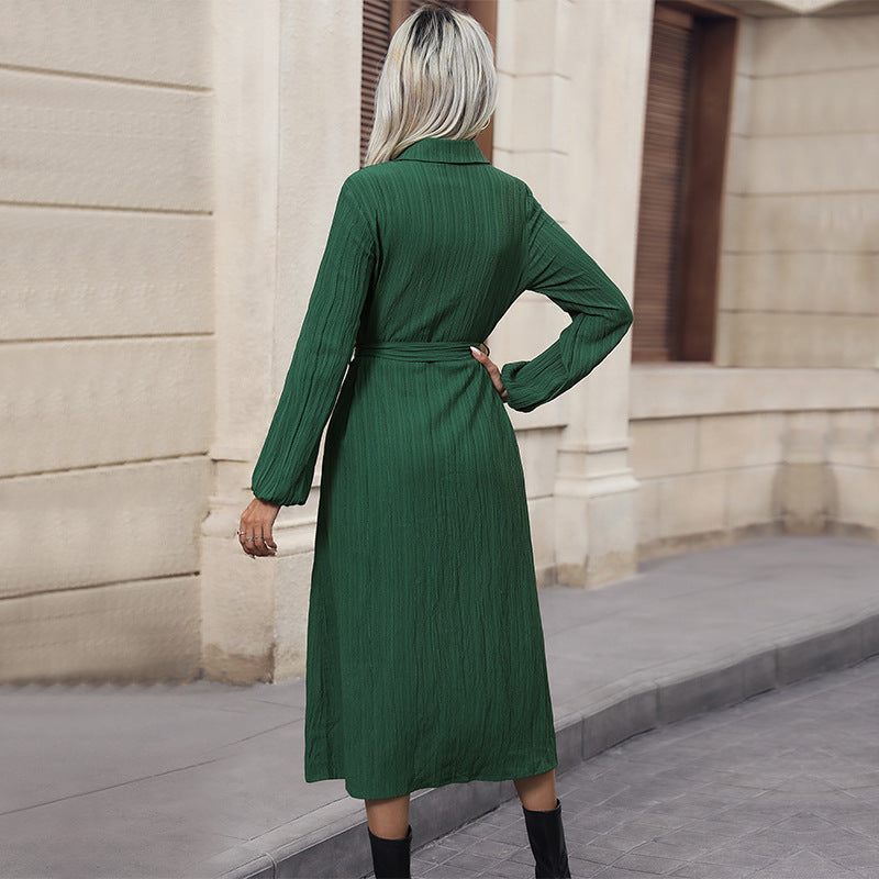 Damen Langarm Hemdblusenkleid mit Gürtel Echo Archiv