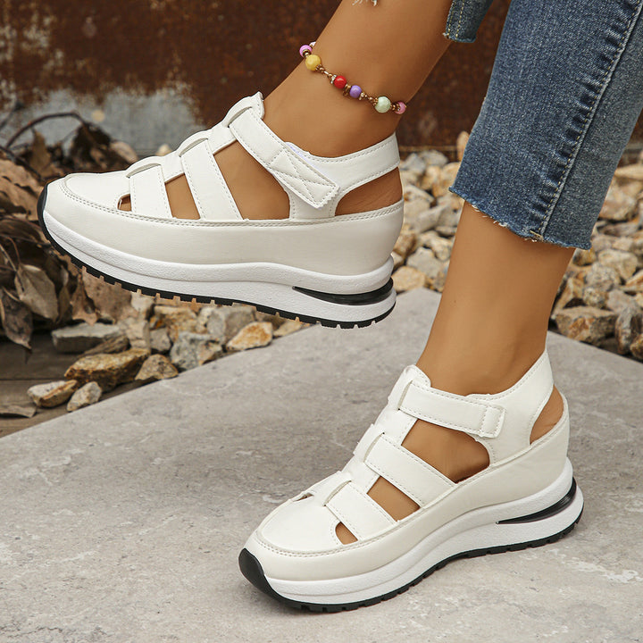 Damen Geschlossene Plateau-Sport-Sandalen mit geflochtenen Riemen und Klettverschluss – Sorelia