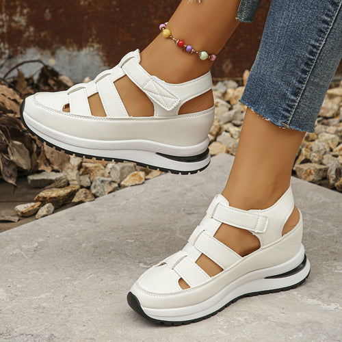 Damen Geschlossene Plateau-Sport-Sandalen mit geflochtenen Riemen und Klettverschluss – Sorelia