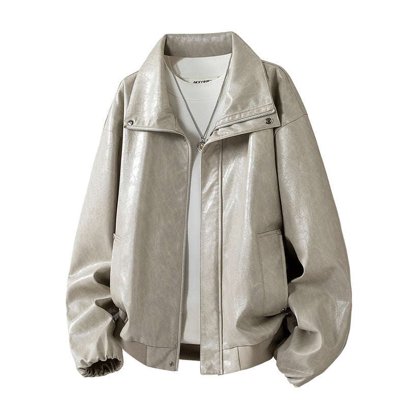 Damen Modische Kunstlederjacke mit hohen Kragen Echo Archiv