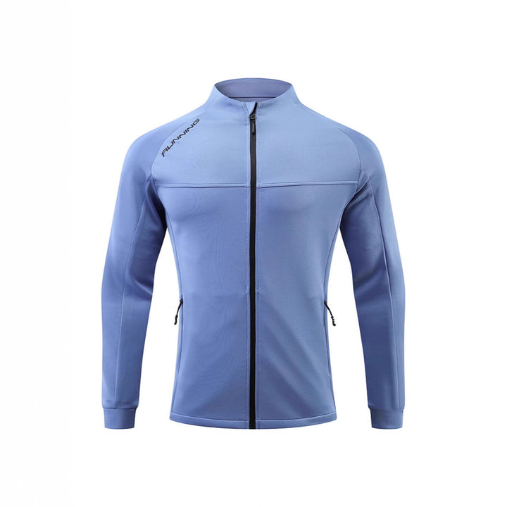 Herren Eng anliegende atmungsaktive Laufjacke mit durchgehendem Reißverschluss und Reißverschlusstaschen – Cavarno