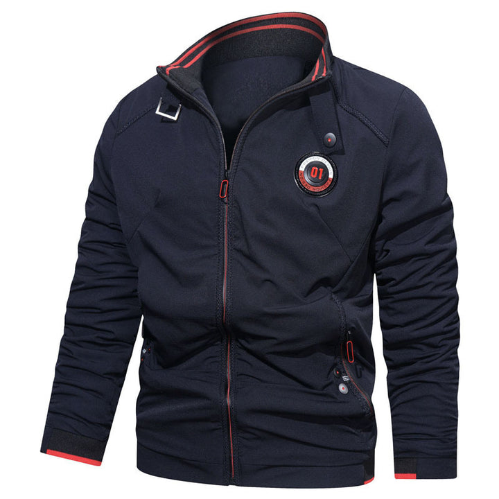 Herren leichte Zipjacke mit Stehkragen, sportiven Kontrastdetails und Reißverschlusstaschen Echoarchiv
